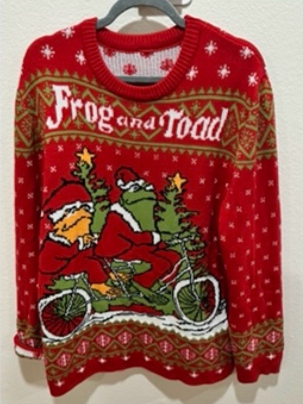 Frog and Toad Red Christmas‎ Sweater 2XL